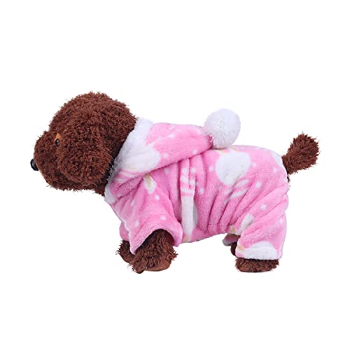 Barrageon Pet Winter Pajamas Dog Puppy Jumpsuit Jacket Soft Small Cute Coats Flannel Warm Hoodies (Pink02-XL) von Barrageon