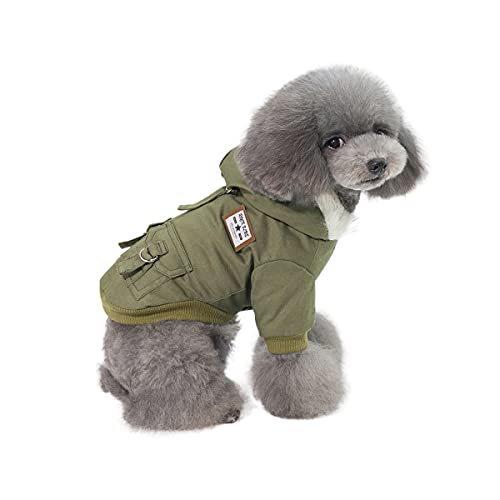 Barragoon Haustier Wintermantel Warme Weste Overall Welpen Hunde Pullover Jacke Katze Kleidung Licht Weiche Süß Klein Mittel (Armee Grün-L) von Barrageon