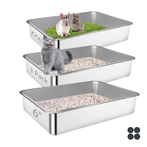 Bartuke Edelstahl Katzenklo 3 Stück, Extra große Katzentoilette für große Kitty, mehrere Katzen, Antihaft, einfache Reinigung (70-50-15cm) Bartuke Edelstahl Katzenklo 3 Stück, Extra große Katzentoilette für große Kitty, mehrere Katzen, Antihaft, einfache Reinigung (70-50-15cm) von Bartuke