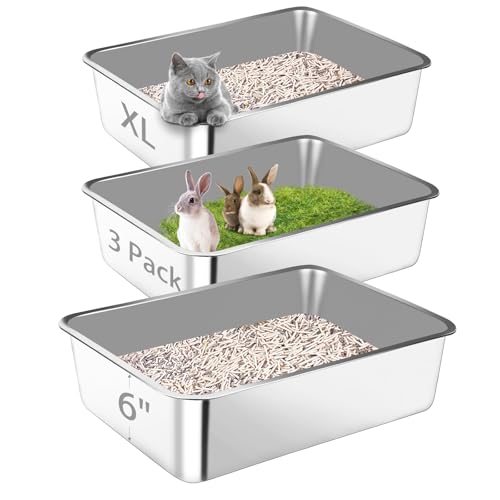 Bartuke Edelstahl Katzenklo 3 Stück, Extra große Katzentoilette für große Kitty, mehrere Katzen, Antihaft, einfache Reinigung (60-40-15cm) Bartuke Edelstahl Katzenklo 3 Stück, Extra große Katzentoilette für große Kitty, mehrere Katzen, Antihaft, einfache Reinigung (60-40-15cm) von Bartuke