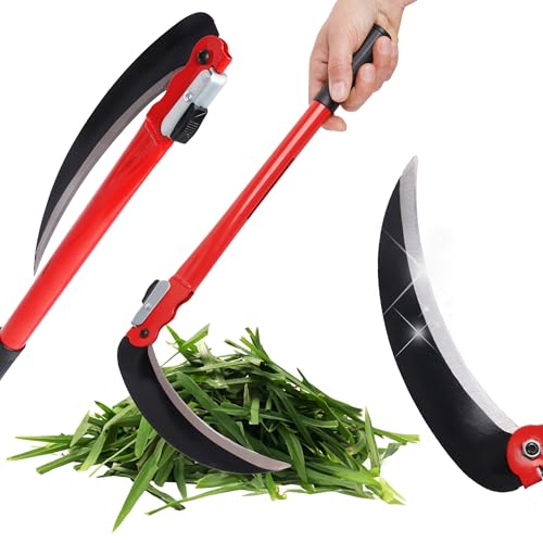 Bauster® Hochwertige Grassichel Klappbare Sichelsense Scharf Sickle 40 cm Handsensen, kleine Sensen Grasschneider Sichel Geschmiedet zum Mähen von Gras Gartenpflege Survival von Bauster