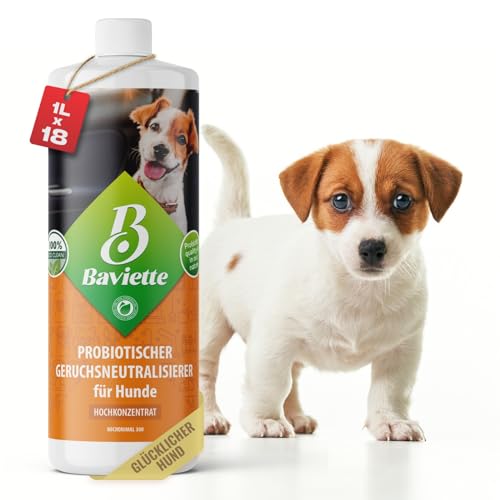 Baviette Hundeurin Neutralisieren bietet porentiefe Wirkung für Möbel, Polster, Teppich Auto, Tiergeruch, Urin Ammoniak zu entfernen Geruchsneutralisierer mit Bio Probiotika Power (Konzentrat 1L) von Baviette