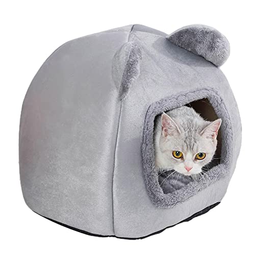 Bavokon Katzenhöhle,Kleines Hundebett mit Rutschfester Unterseite | Panda-Ohr-Form-Haustier-Bett-Winter-warmes Katzen-Haus für Katzen und kleine Hunde von Bavokon