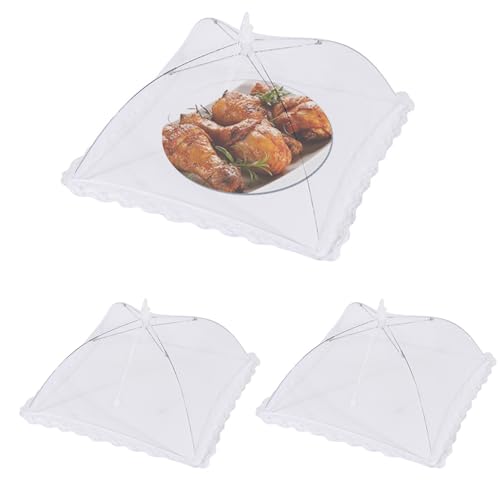 Fliegenschirm,Fliegenhaube Lebensmittel,Mesh-Material Fliegenhaube,Fliegenhaube Obst,Fliegenhaube Faltbar,Abdeckhauben für Obst,Fliegen und Mückenschutz,Für Lebensmittel Grill Partys,32*32cm,3pcs von Bavooty