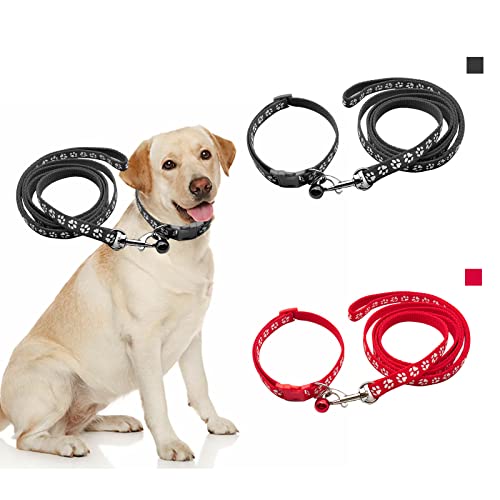 Hundehalsband,Welpenhalsband mit Leine Set,Hundehalsband Kleine Hunde,Hunde Halsband,Halsband Hund Klein,HundehalsbäNder,Hundehalsband und Leine Set,Verstellbares Hundehalsband mit Leine,(Schwarz+Rot) von Bavooty