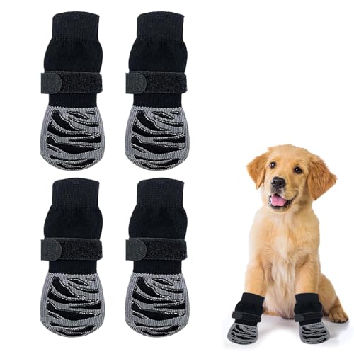 Indoor Anti-Rutsch Socken für Hunde und Kat,2 Paar Hundeschuhe Pfotenschutz,Hundesocken mit Verstellbaren,Hundesocken Anti Rutsch,Weicher Verstellbarer Pfotenschutz für Kleine Mittlere und Große Hunde von Bavooty