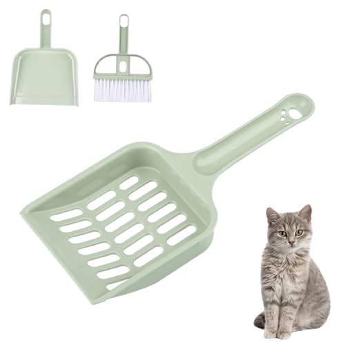 Katzenstreu Schaufel,Katzenklo Schaufel Besensets,Katzenstreuschaufel Kunststoff,Katzenstreu Scooper,Litter Scoop,mit 1Katzenklo Schaufel,1Besen und 1Kehrschaufel,Schaufel zum Reinigen von Katzenstreu von Bavooty