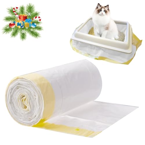 Katzenstreutasche,20 Stück Katzentoilettenbeutel,94 * 45cm Katzentoiletteneinlagen,Katzenklo-Beutel,Katzentoiletteneinlagen mit Zugbändern für Einfachen Wechsel Katzenstreu,Katzentoilette Reinigen von Bavooty