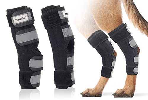 Hundebeinbandagen für Rückenbeine, Hunde-Sockelbandage für Hinterbeine, mit zwei Metallstreifen und reflektierenden Sicherheitsgurten, Arthritis, zerrissene ACL (1 Paar) von Bawektrl