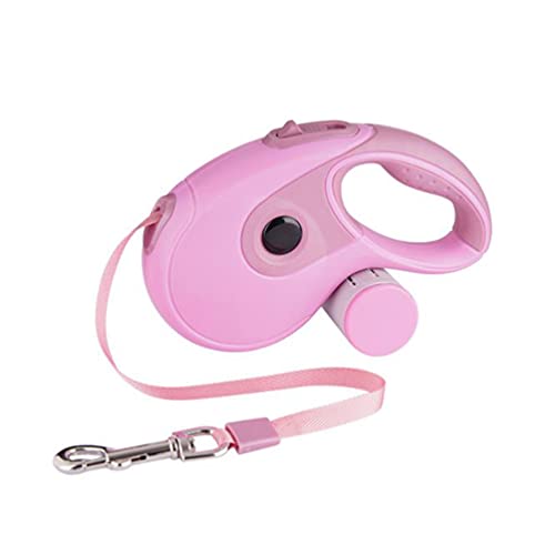 Baymate Einziehbare Hundeleine EIN-Knopf-Break & Lock Automatische Teleskop Haustierleine für Hunde Kleines und Mittleres - Rosa, 5m von Baymate