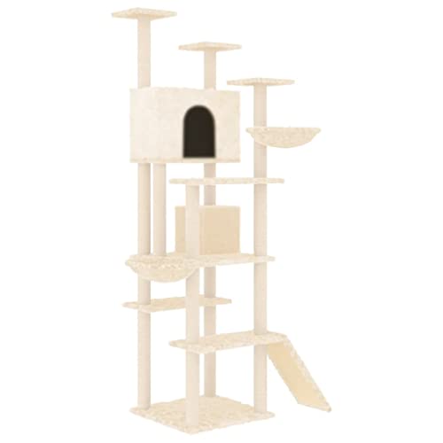 Baziroo Kratzbaum mit Sisal-KratzSäulen 104x78x191 cm Creme Katzenzubehör Indoor Cat Furniture Cat Scratching Post Katze Scratcher Katzenmöbel Sachen für Katzen Cat Toy von Baziroo