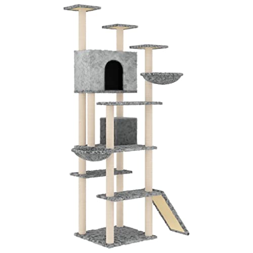 Baziroo Kratzbaum mit Sisal-KratzSäulen 104x78x191 cm Hellgrau Katze Scratcher Katzenzubehör Indoor Cat Furniture Katzenmöbel Sachen für Katzen Cat Toy Cat Scratching Post von Baziroo