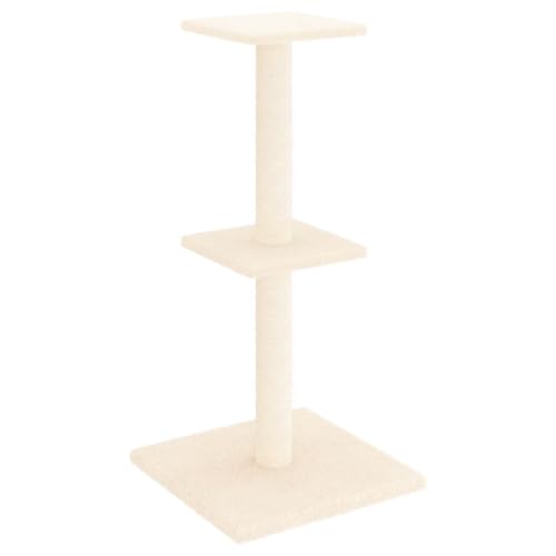 Baziroo Kratzbaum mit Sisal-KratzSäulen 34,5x34,5x73 cm Creme Katze Scratcher Katzenzubehör Indoor Cat Furniture Katzenmöbel Sachen für Katzen Cat Interactive Toy Kratzmöbel von Baziroo