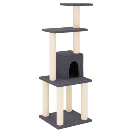 Baziroo Kratzbaum mit Sisal-KratzSäulen 35x35x105 cm Dunkelgrau Cat Scratching Post Katze Scratcher Katzenzubehör Indoor Cat Furniture Katzenkratzmöbel Sachen für Katzen Cat Toy Kratzmöbel von Baziroo