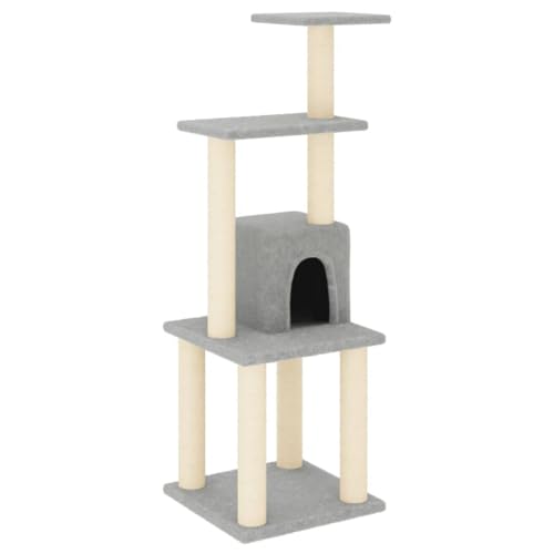 Baziroo Kratzbaum mit Sisal-KratzSäulen 35x35x105 cm Hellgrau Kratzmöbel Cat Scratching Post Katze Scratcher Katzenzubehör Indoor Cat Furniture Katzenkratzmöbel Sachen für Katzen Cat Toy von Baziroo