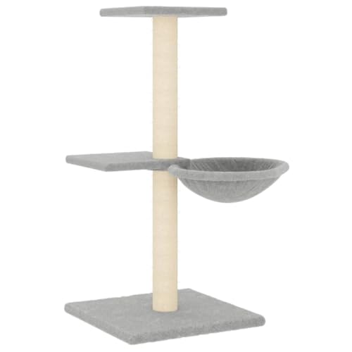 Baziroo Kratzbaum mit Sisal-KratzSäulen 46x44x72 cm Hellgrau Kratzmöbel Cat Scratching Post Katze Scratcher Cat Furniture Katzenmöbel Sachen für Katzen Cat Toy von Baziroo