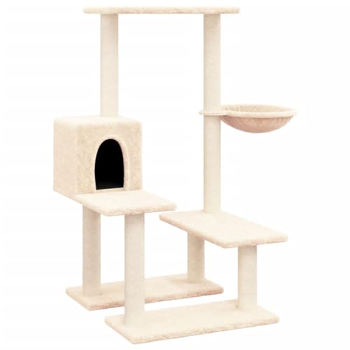 Baziroo Kratzbaum mit Sisal-KratzSäulen 47,5x60x94,5 cm Creme Sachen für Katzen Cat Toy Cat Scratching Post Cat Scratcher Katzenzubehör Indoor Cat Furniture Katzenmöbel von Baziroo