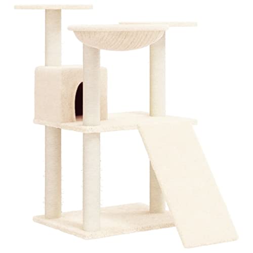 Baziroo Kratzbaum mit Sisal-KratzSäulen 48x67x83 cm Creme Cat Scratcher Katzenzubehör Indoor Kratzmöbel Cat Scratching Post Katzenmöbel Sachen für Katzen Cat Furniture von Baziroo