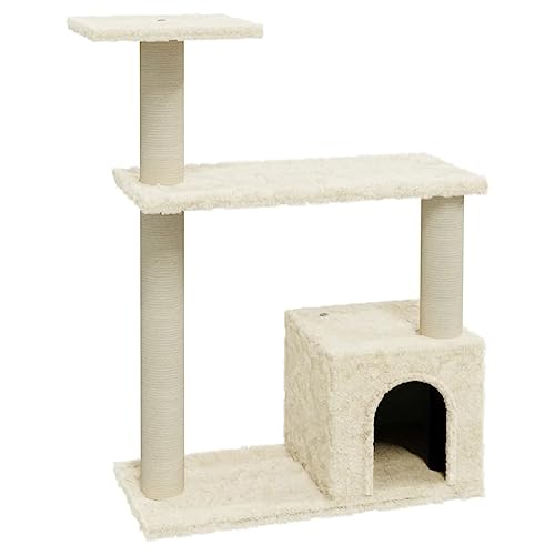 Baziroo Kratzbaum mit Sisal-KratzSäulen 54x22x70 cm Creme Cat Furniture Katzenkratzmöbel Sachen für Katzen Cat Toy Kratzmöbel Cat Scratching Post Katze Scratcher Katzenzubehör Indoor von Baziroo