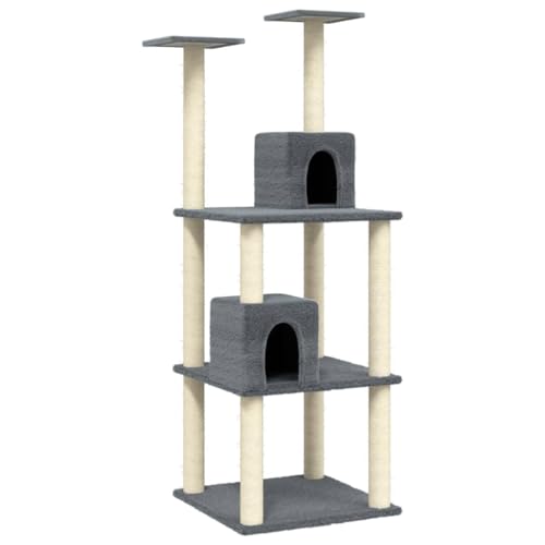 Baziroo Kratzbaum mit Sisal-KratzSäulen 60x54x141 cm Dunkelgrau Cat Toy Kratzmöbel Cat Scratching Post Katze Scratcher Katzenzubehör Indoor Cat Furniture Sachen für Katzen von Baziroo