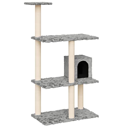 Baziroo Kratzbaum mit Sisal-KratzSäulen 61x35x119 cm Hellgrau Katze Scratcher Katzenzubehör Indoor Cat Furniture Kratzmöbel Cat Scratching Post Katzenmöbel Sachen für Katzen von Baziroo