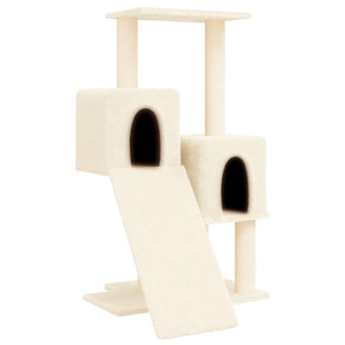 Baziroo Kratzbaum mit Sisal-KratzSäulen 61x55x82 cm Creme Sachen für Katzen Cat Interactive Toy Kratzmöbel Cat Scratching Post Katze Scratcher Katzenzubehör Indoor Cat Furniture von Baziroo