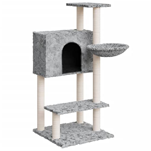 Baziroo Kratzbaum mit Sisal-KratzSäulen 61x61x108,5 cm Hellgrau Katzenmöbel Katzenzubehör Indoor Sachen für Katzen Cat Furniture Cat Toy Cat Scratching Post Katze Scratcher von Baziroo