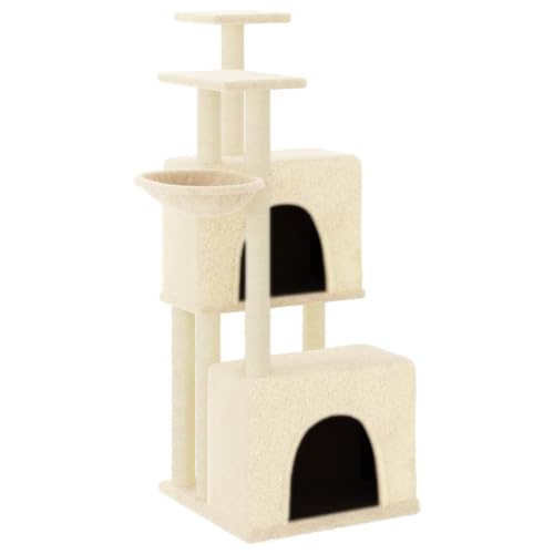 Baziroo Kratzbaum mit Sisal-KratzSäulen 73,5x69x122 cm Creme Katze Scratcher Katzenzubehör Indoor Cat Furniture Katzenmöbel Sachen für Katzen Cat Toy Kratzmöbel von Baziroo