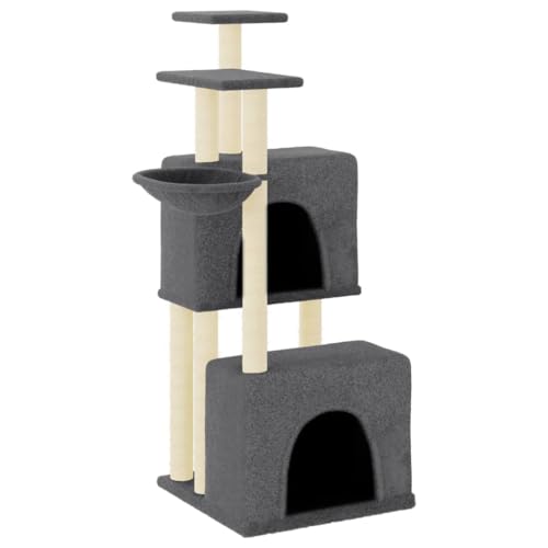 Baziroo Kratzbaum mit Sisal-KratzSäulen 73,5x69x122 cm Dunkelgrau Cat Furniture Katzenmöbel Katze Scratcher Katzenzubehör Indoor Sachen für Katzen Cat Toy Kratzmöbel von Baziroo