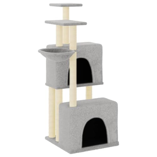 Baziroo Kratzbaum mit Sisal-KratzSäulen 73,5x69x122 cm Hellgrau Cat Furniture Katzenmöbel Katze Scratcher Katzenzubehör Indoor Cat Toy Kratzmöbel Sachen für Katzen von Baziroo