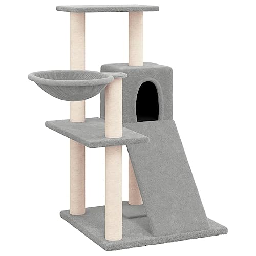 Baziroo Kratzbaum mit Sisal-KratzSäulen 73x49x82 cm Hellgrau Cat Toy Kratzmöbel Cat Scratching Post Katze Scratcher Katzenzubehör Indoor Cat Furniture Katzenmöbel von Baziroo