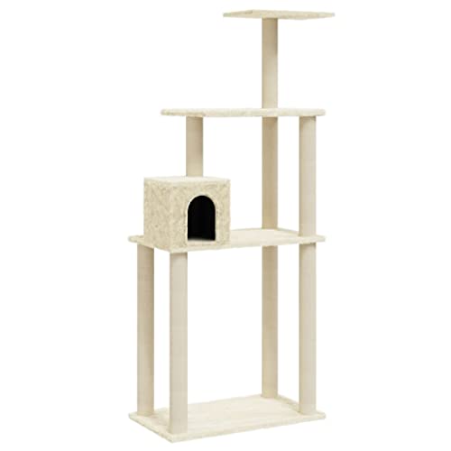 Baziroo Kratzbaum mit Sisal-KratzSäulen 74x35x147 cm Creme Katzenzubehör Indoor Cat Furniture Kratzmöbel Cat Scratching Post Katze Scratcher Katzenkratzmöbel Sachen für Katzen von Baziroo