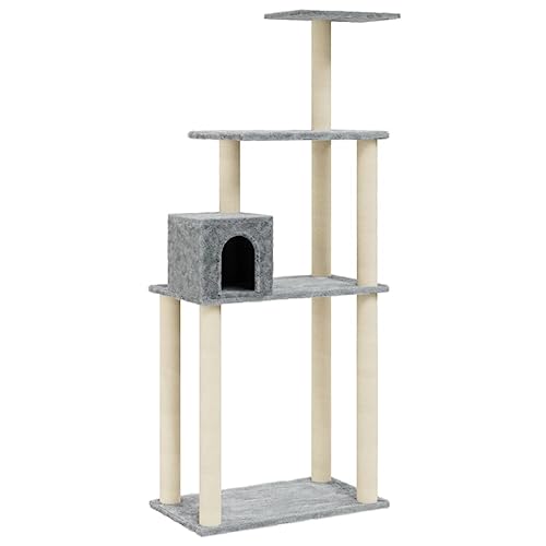 Baziroo Kratzbaum mit Sisal-KratzSäulen 74x35x147 cm Hellgrau Cat Scratching Post Katze Scratcher Katzenzubehör Indoor Cat Furniture Katzenkratzmöbel Sachen für Katzen Kratzmöbel von Baziroo