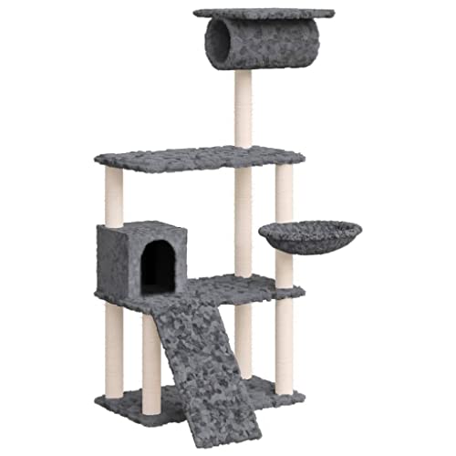 Baziroo Kratzbaum mit Sisal-KratzSäulen 76,5x70x131 cm Dunkelgrau Katzenmöbel Katzenzubehör Indoor Sachen für Katzen Cat Furniture Cat Toy Cat Scratching Post Katze Scratcher von Baziroo