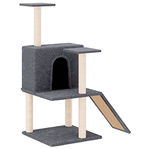 Baziroo Kratzbaum mit Sisal-KratzSäulen 78x47x109 cm Dunkelgrau Katze Scratcher Katzenzubehör Indoor Cat Furniture Cat Scratching Post Katzenmöbel Cat Toy Kratzmöbel von Baziroo