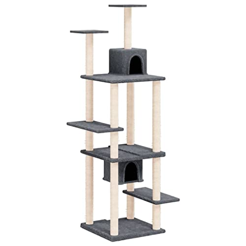 Baziroo Kratzbaum mit Sisal-KratzSäulen 78x52x176 cm Dunkelgrau Katze Scratcher Katzenzubehör Indoor Cat Furniture Cat Scratching Post Katzenmöbel Cat Toy Kratzmöbel von Baziroo