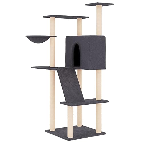 Baziroo Kratzbaum mit Sisal-KratzSäulen 78x73x143 cm Dunkelgrau Cat Scratching Post Katze Scratcher Katzenzubehör Indoor Cat Furniture Katzenmöbel Sachen für Katzen Cat Interactive Toy Kratzmöbel von Baziroo