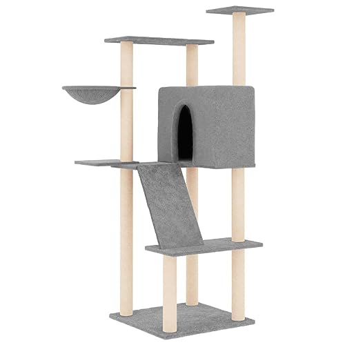 Baziroo Kratzbaum mit Sisal-KratzSäulen 78x73x143 cm Hellgrau Kratzmöbel Cat Scratching Post Katze Scratcher Katzenzubehör Indoor Cat Furniture Katzenmöbel Sachen für Katzen Cat Interactive Toy von Baziroo