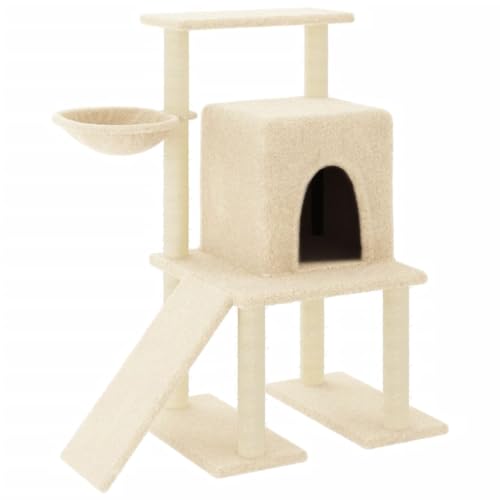 Baziroo Kratzbaum mit Sisal-KratzSäulen 84,5x54x96,5 cm Creme Sachen für Katzen Cat Interactive Toy Kratzmöbel Cat Scratching Post Cat Scratcher Katzenzubehör Indoor Cat Furniture von Baziroo