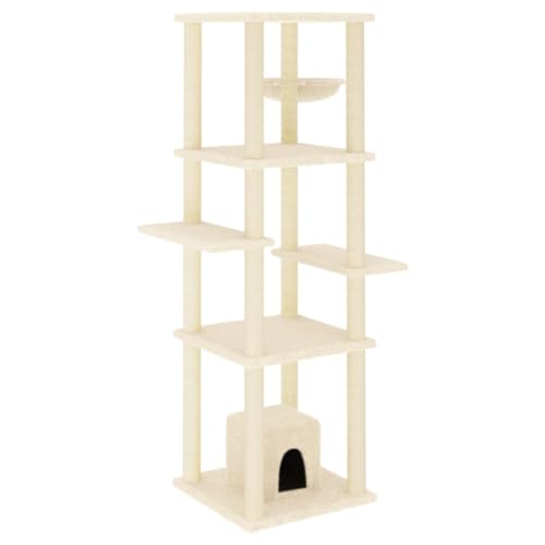 Baziroo Kratzbaum mit Sisal-KratzSäulen 84x66x154 cm Creme Cat Furniture Katzenmöbel Sachen für Katzen Cat Toy Katze Scratcher Katzenzubehör Indoor Kratzmöbel von Baziroo