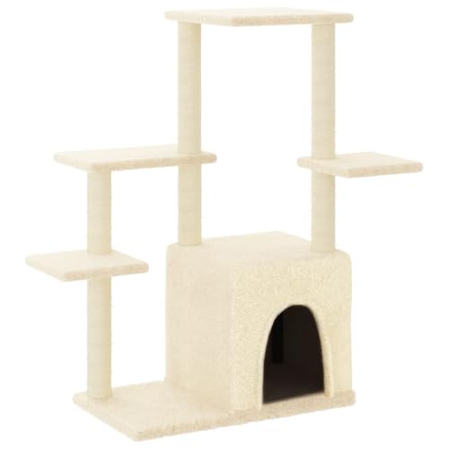 Baziroo Kratzbaum mit Sisal-KratzSäulen 86x54x97,5 cm Creme Sachen für Katzen Cat Toy Kratzmöbel Katze Scratcher Katzenzubehör Indoor Cat Furniture Katzenmöbel von Baziroo