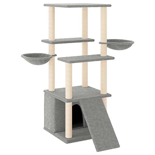 Baziroo Kratzbaum mit Sisal-KratzSäulen 95x47,5x133 cm Hellgrau Cat Toy Kratzmöbel Cat Scratching Post Katze Scratcher Cat Furniture Katzenmöbel Sachen für Katzen von Baziroo