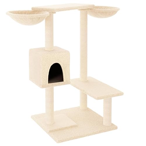 Baziroo Kratzbaum mit Sisal-KratzSäulen 97x67,5x82 cm Creme Kratzmöbel Cat Scratching Post Katze Scratcher Katzenzubehör Indoor Cat Furniture Katzenmöbel Sachen für Katzen Cat Interactive Toy von Baziroo