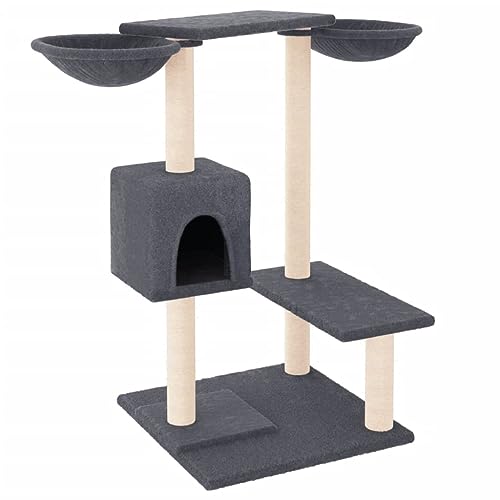 Baziroo Kratzbaum mit Sisal-KratzSäulen 97x67,5x82 cm Dunkelgrau Katze Scratcher Katzenzubehör Indoor Cat Furniture Katzenmöbel Sachen für Katzen Cat Interactive Toy Kratzmöbel Cat Scratching Post von Baziroo