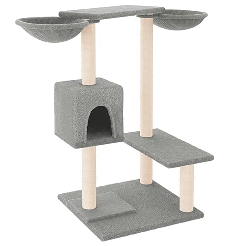 Baziroo Kratzbaum mit Sisal-KratzSäulen 97x67,5x82 cm Hellgrau Cat Scratching Post Katze Scratcher Katzenzubehör Indoor Cat Furniture Katzenmöbel Sachen für Katzen Cat Interactive Toy Kratzmöbel von Baziroo