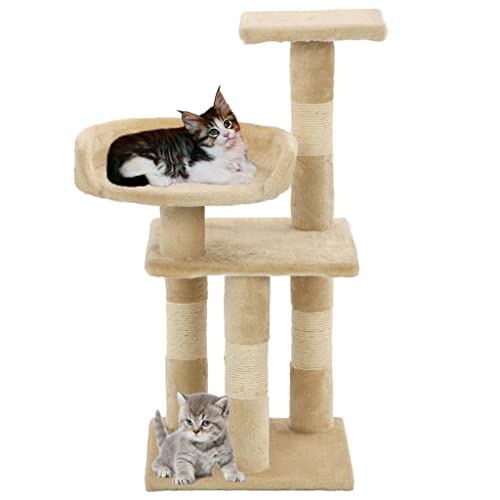 Baziroo Kratzbaum mit Sisal-Kratzsäulen 30x30x65 cm Beige Katzenmöbel Cat Furniture Sachen für Katzen Cat Toy Cat Scratcher Katzenzubehör Indoor Kratzmöbel Cat Scratching Post von Baziroo