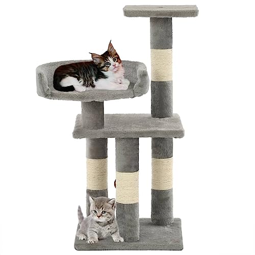 Baziroo Kratzbaum mit Sisal-Kratzsäulen 30x30x65 cm Grau Cat Furniture Katzenmöbel Cat Scratcher Katzenzubehör Indoor Sachen für Katzen Cat Toy Kratzmöbel Cat Scratching Post von Baziroo