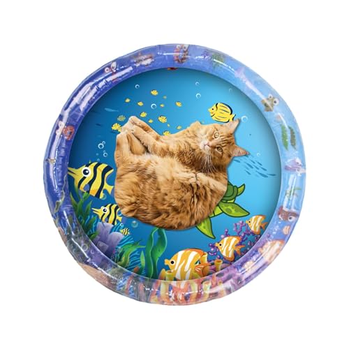 Bbbabeslk Katze Wasser Sensorische Matte - Wassersensor Matte für Katzen | Katzenspielzeug für gelangweilte Indoor-Katzen, Wassersensorische Spielmatte Katzen, Haustier Kühlmatte, innovative von Bbbabeslk