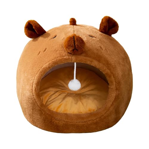 Bbbabeslk Katzenhöhlenbett – Katzenhöhle warmes Bett | Gemütliche Katzenhöhle Capybara-Design, gemütliches Schlafbett für Indoor-Katzen, Capybara-Form, kleine Katze, Winter, warme Höhle für von Bbbabeslk