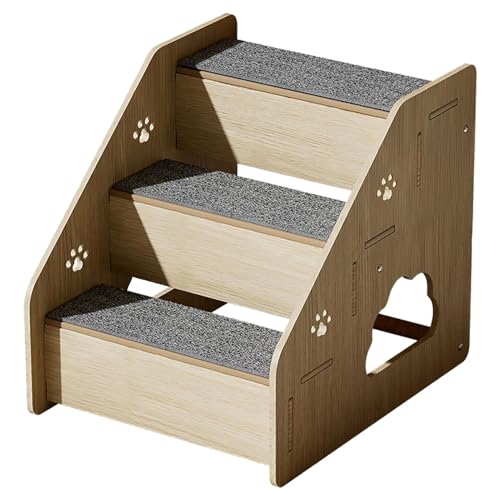 Hundetreppe für Bett - Hundetreppe für kleine Hunde | Tragbare 3 Stufen Hundeleitern für Sofa, rutschfeste kleine Hundetreppe Holz Haustiertreppe, Stabile Hundetreppe aus Holz Hundetreppe für alte von Bbbabeslk